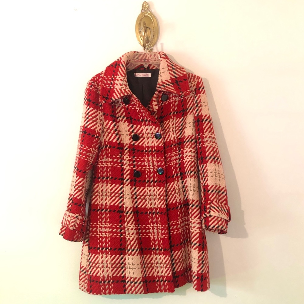 Pura Vida plaid pea coat